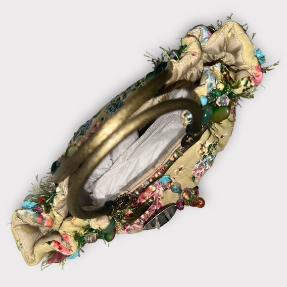 VTG Mary Frances Bag 824 Yellow Handmade Beaded Bouquet Top Handle Satchel NWT - Picture 7 of 9